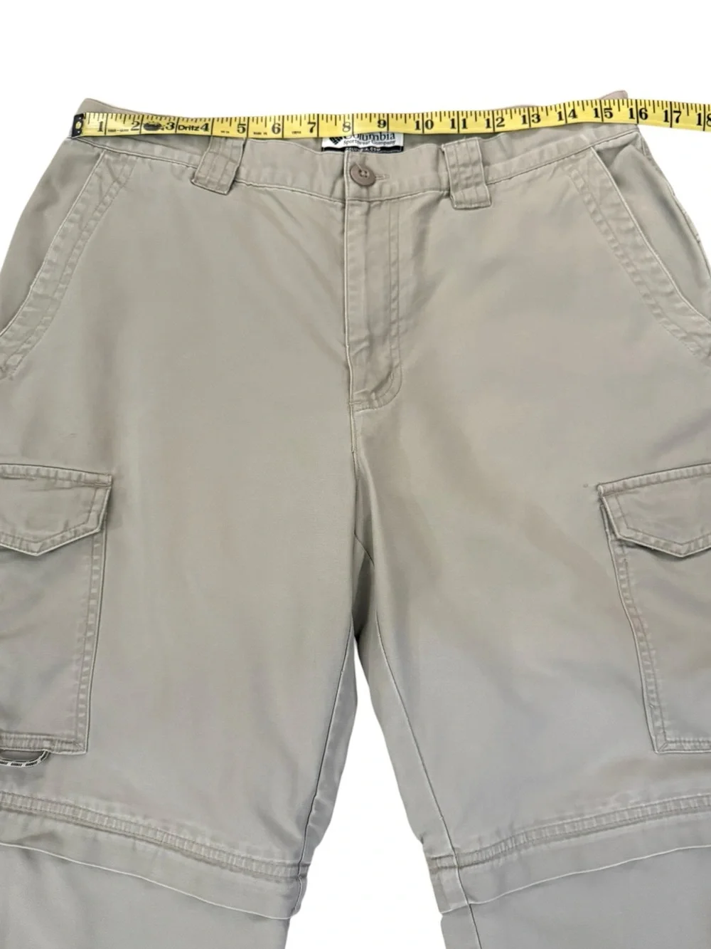 Vintage Y2K Columbia Cropped Convertible Cargo Pants 32 Zip-Off Shorts Tan